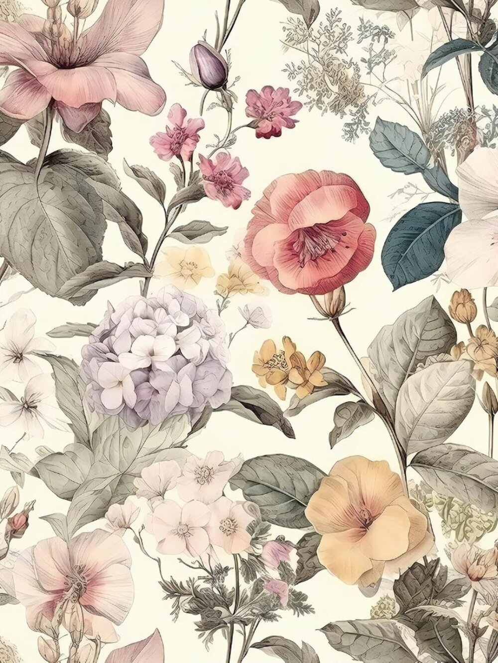 Vintage Floral Wallpaper Peel and Stick Wallpaper 16.9”x118.1”